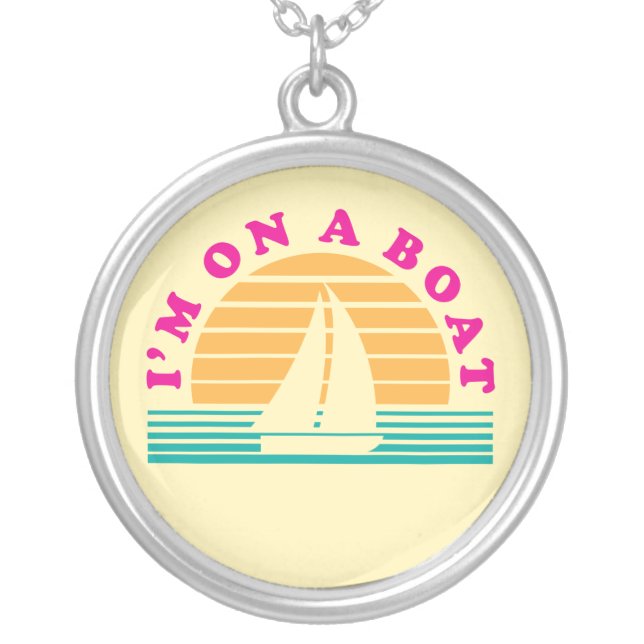 The Lonely Island On A Boat Silver Plated Necklace (Front)