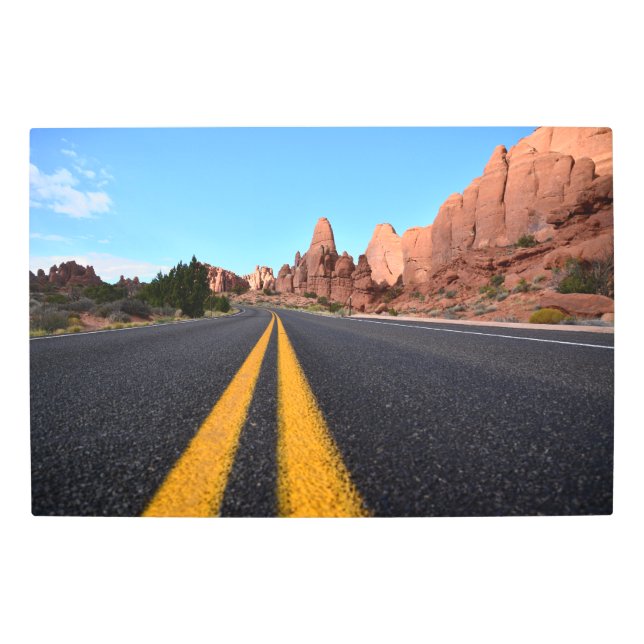 The Lonely Road in Arches National Park Metal Print (Front)
