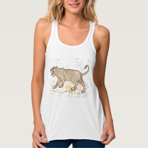 The long_fanged lioness with a terrifying open mou tank top