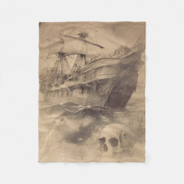 The long lost pirates ship fleece blanket (Front)