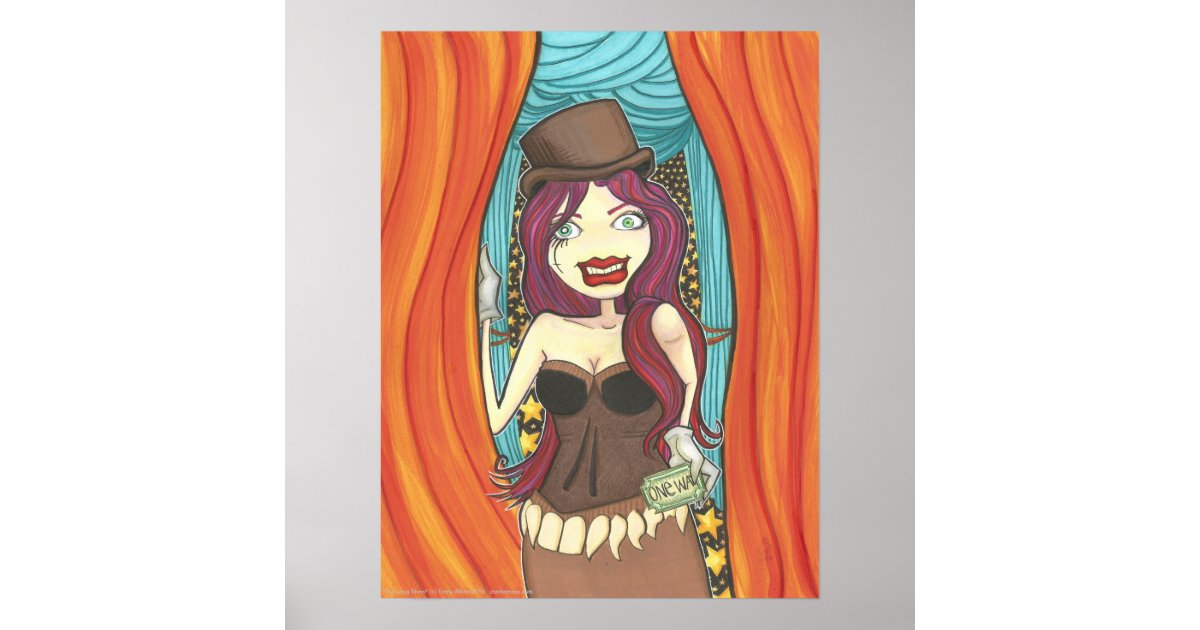 The Long Show Cartoon Fantasy Carnival Ticket Girl Poster | Zazzle