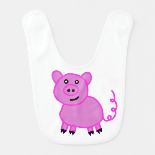 The Long Tailed Cute Pink Pig Baby Bib