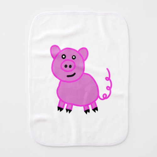 The Long Tailed Cute Pink Pig Baby Burp Cloth