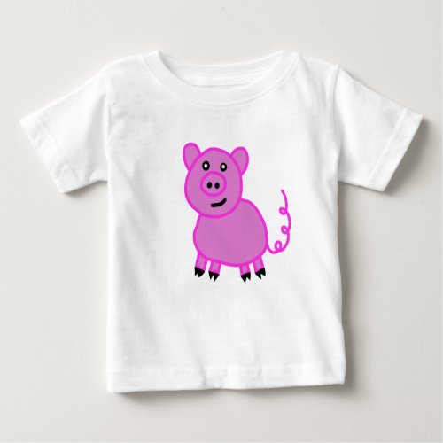 The Long Tailed Cute Pink Pig Baby T_Shirt