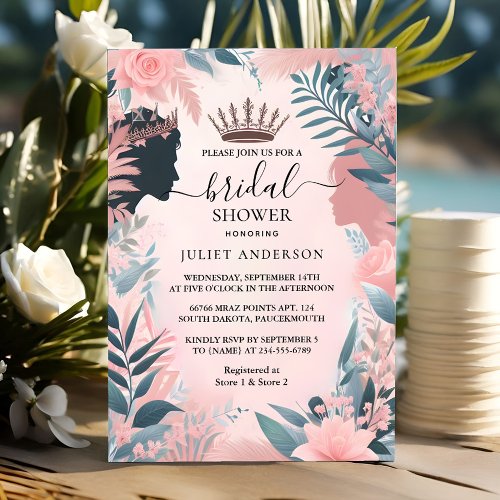 The Long Tulle Regal Glam Blush Pink Bridal Shower Invitation