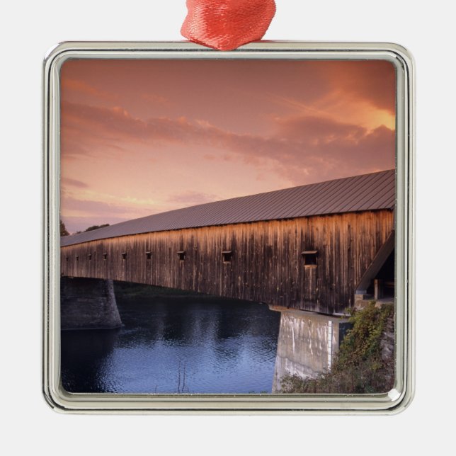 The longest covered bridge in the United States Metal Ornament (Front)