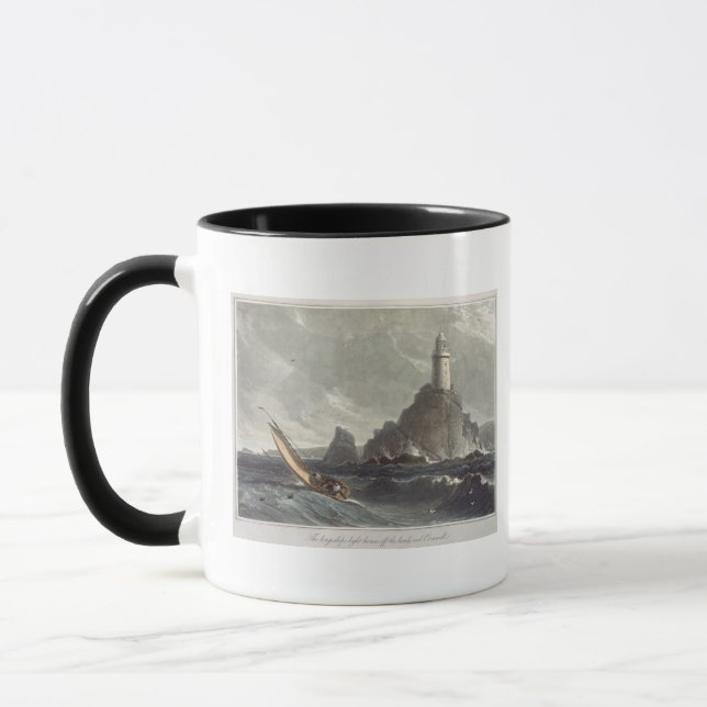 The longships lighthouse of Lands End, Cornwall, f Mug (Left)