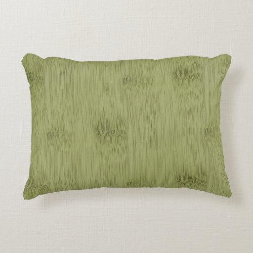 The Look of Bamboo in Olive Moss Green Wood Grain Decorative Pillow