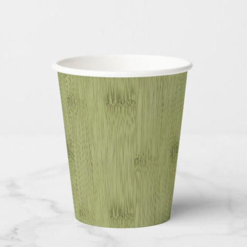 The Look of Bamboo in Olive Moss Green Wood Grain  Paper Cups