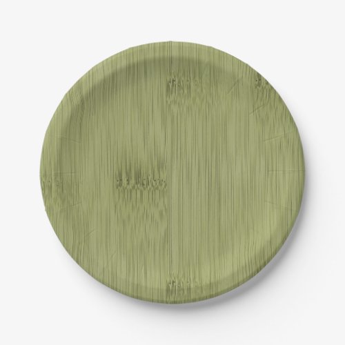 The Look of Bamboo in Olive Moss Green Wood Grain Paper Plates
