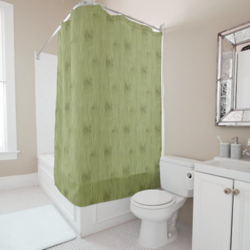 The Look of Bamboo in Olive Moss Green Wood Grain Shower Curtain