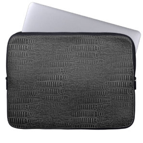 The Look of Black Realistic Alligator Skin Laptop Sleeve