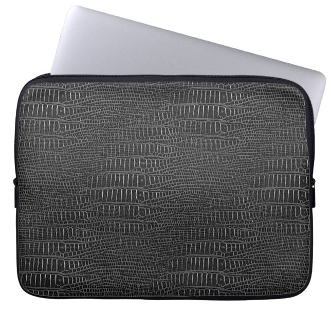 The Look of Black Realistic Alligator Skin Laptop Sleeve (Front)