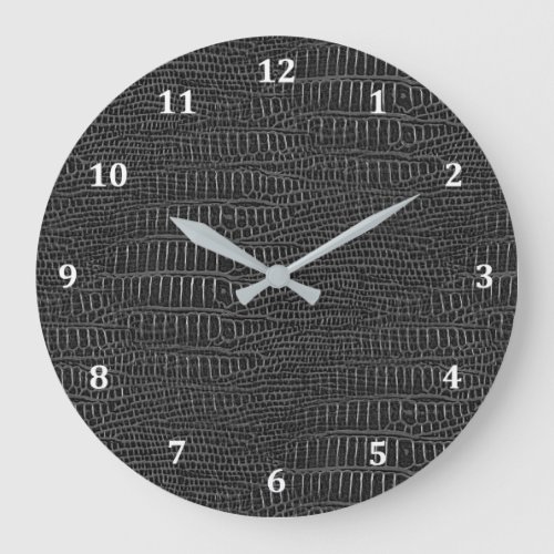 The Look of Black Realistic Alligator Skin Large Clock