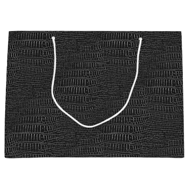 The Look of Black Realistic Alligator Skin Large Gift Bag (Front)