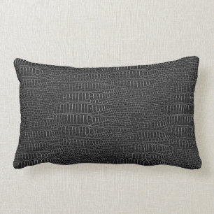 The Look of Black Realistic Alligator Skin Lumbar Pillow