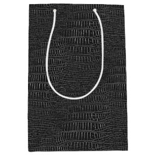 The Look of Black Realistic Alligator Skin Medium Gift Bag