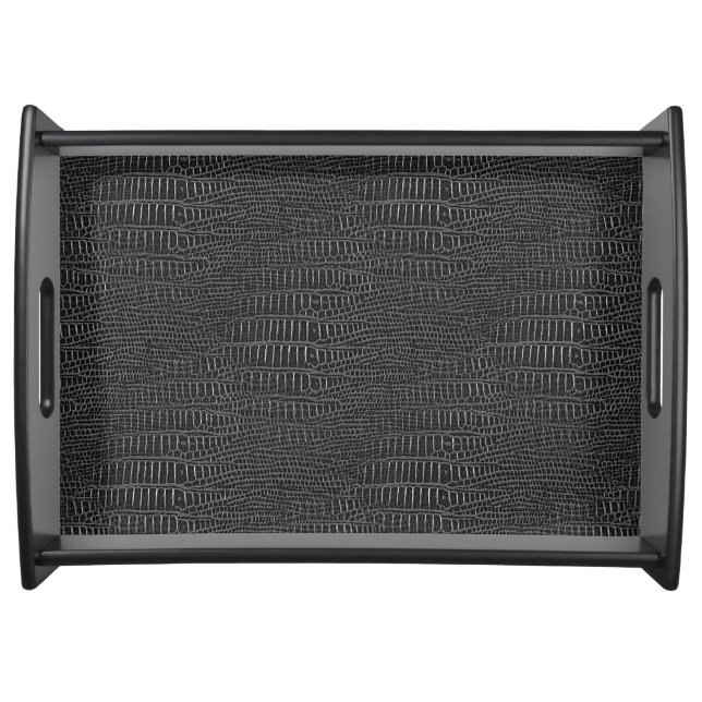 The Look of Black Realistic Alligator Skin Serving Tray (Front)