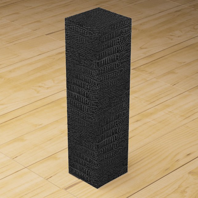 The Look of Black Realistic Alligator Skin Wine Box (Front)