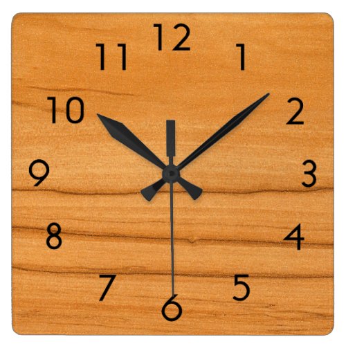 The Look of Caramel Birch Wood Grain Texture Square Wall Clock