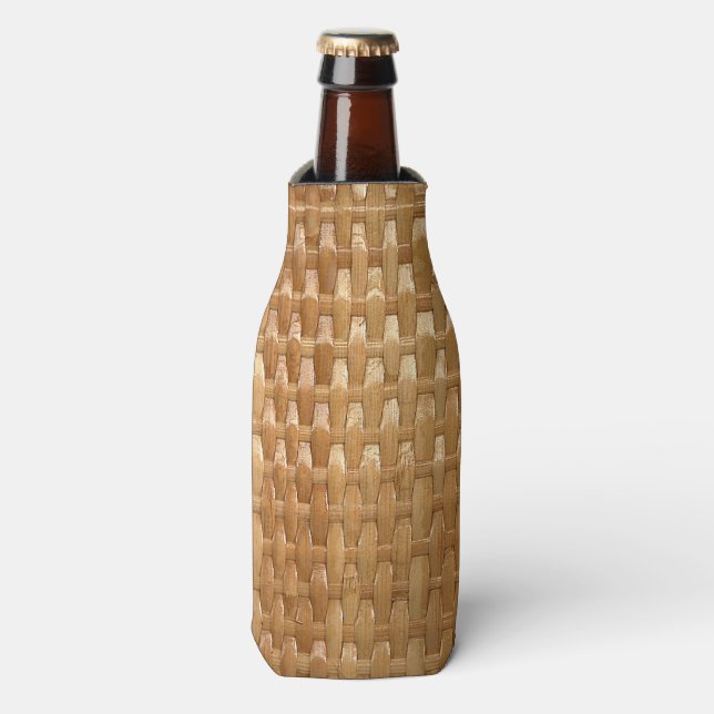 The Look of Lacquer Wicker Basketweave Texture Bottle Cooler (Bottle Front)