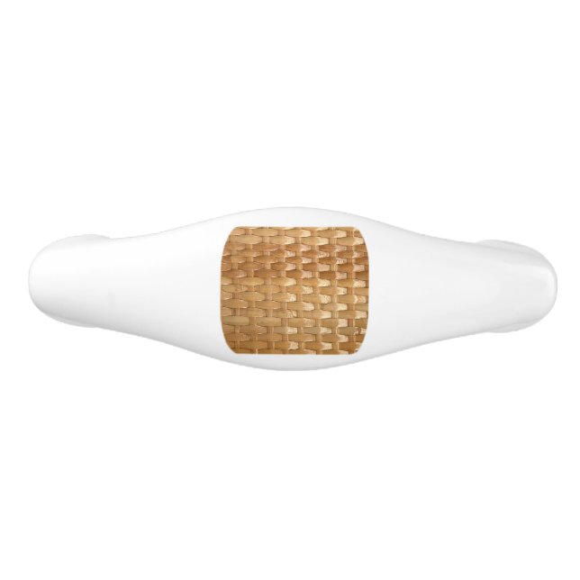 The Look of Lacquer Wicker Basketweave Texture Ceramic Drawer Pull (Front)