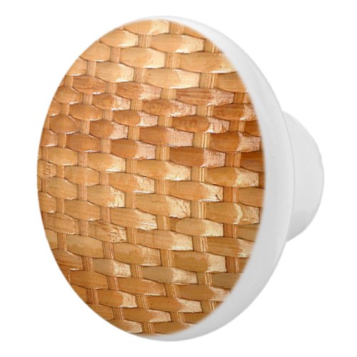 The Look of Lacquer Wicker Basketweave Texture Ceramic Knob