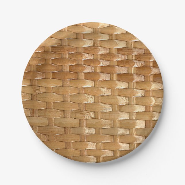 The Look of Lacquer Wicker Basketweave Texture Paper Plates (Front)