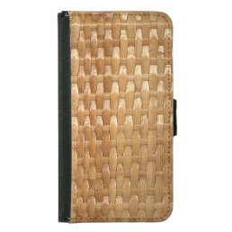 The Look of Lacquer Wicker Basketweave Texture Wallet Phone Case For Samsung Galaxy S5