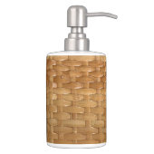 The Look of Lacquer Wicker Basketweave Texture Soap Dispenser & Toothbrush Holder (Right)