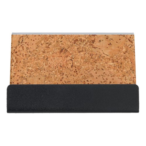 The Look of Macadamia Cork Burl Wood Grain Desk Business Card Holder