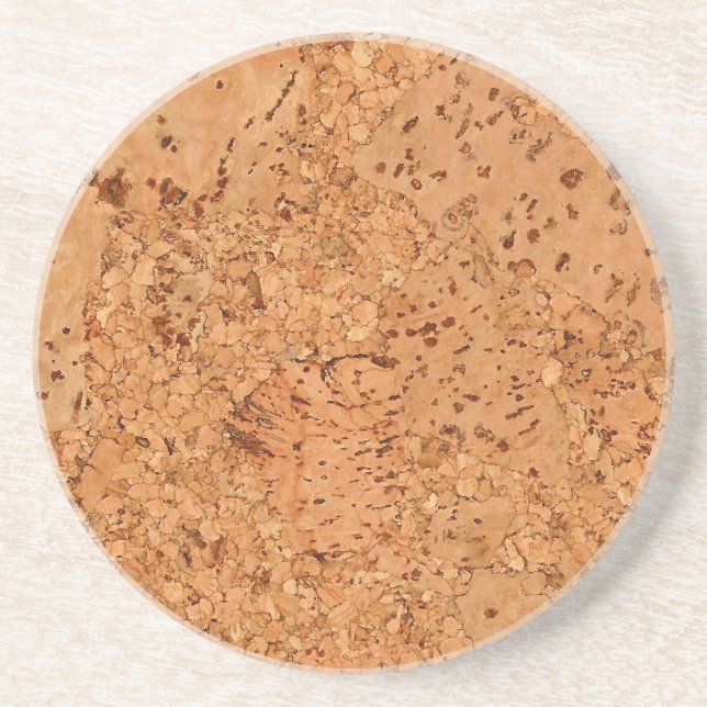 The Look of Macadamia Cork Burl Wood Grain Sandstone Coaster (Front)