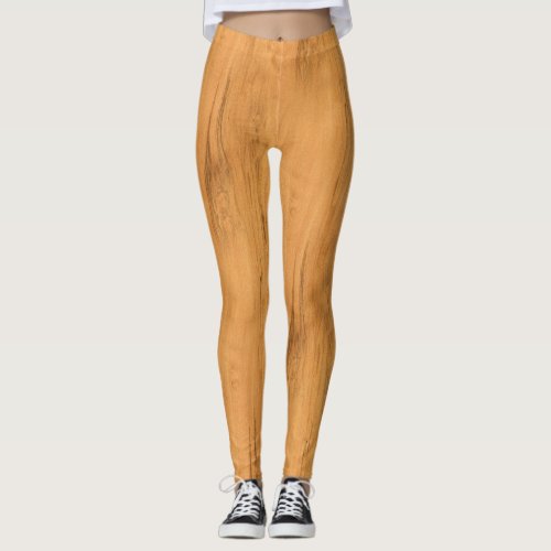 The Look of Maple Wood Grain Texture Leggings