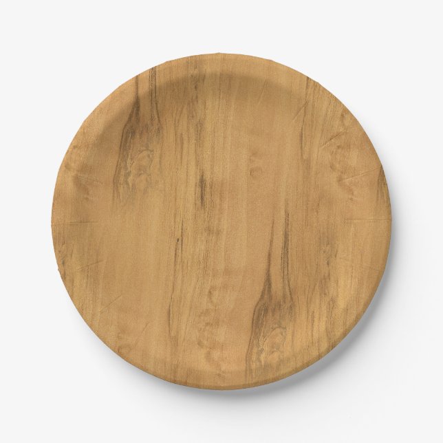 The Look of Maple Wood Grain Texture Paper Plates (Front)