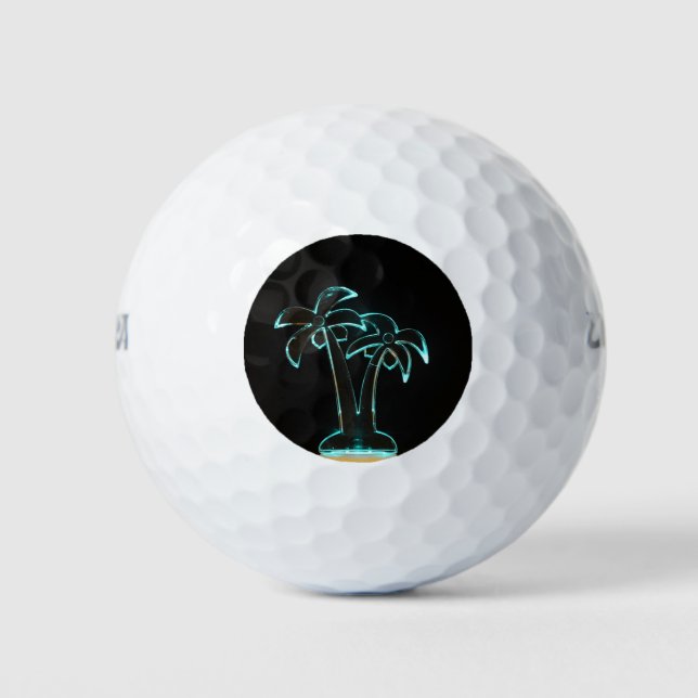 The Look of Neon Lit Up Tropical Palm Trees Golf Balls (Front)