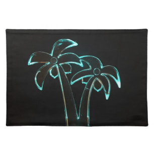 The Look of Neon Lit Up Tropical Palm Trees Placemat