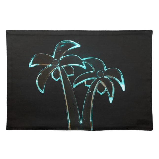 The Look of Neon Lit Up Tropical Palm Trees Placemat (Front)