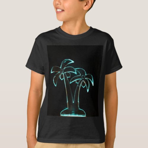 The Look of Neon Lit Up Tropical Palm Trees T_Shirt