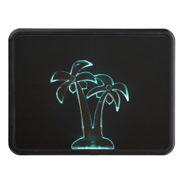 The Look of Neon Lit Up Tropical Palm Trees Tow Hitch Cover (Front)