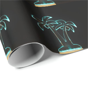 The Look of Neon Lit Up Tropical Palm Trees Wrapping Paper