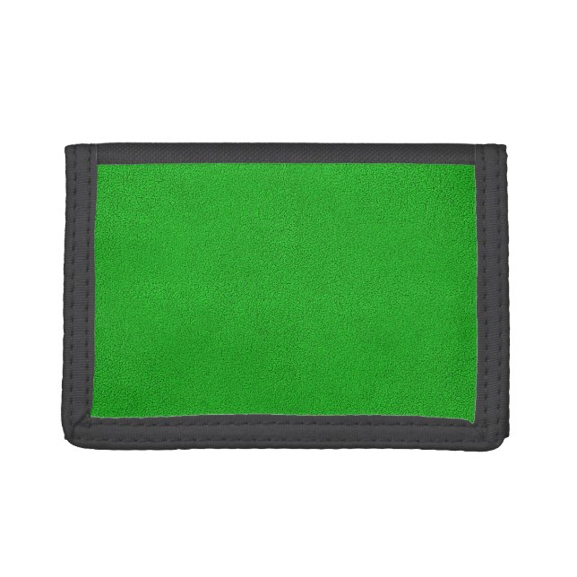 The look of Snuggly Bright Neon Green Suede Trifold Wallet (Front)