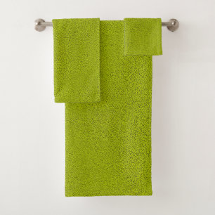 The look of Snuggly Chartreuse Green Suede Bath Towel Set