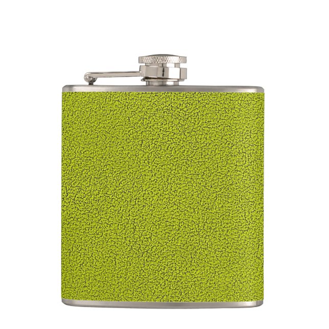 The look of Snuggly Chartreuse Green Suede Flask (Front)