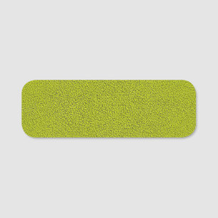 The look of Snuggly Chartreuse Green Suede Name Tag