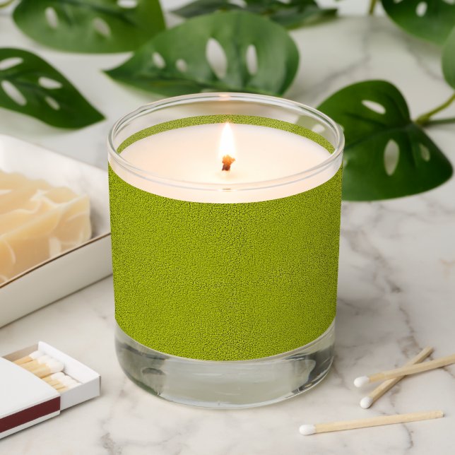 The look of Snuggly Chartreuse Green Suede Scented Candle (Lit)