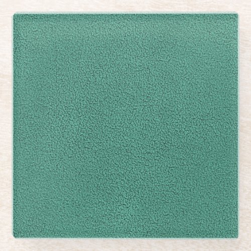 The look of Snuggly Jade Green Teal Suede Texture Glass Coaster