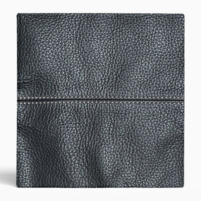 The Look of Soft Stitched Black Leather Grain 3 Ring Binder (Front)