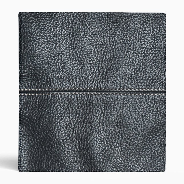 The Look of Soft Stitched Black Leather Grain 3 Ring Binder (Front)