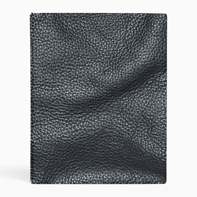 The Look of Soft Stitched Black Leather Grain Mini Binder (Front)