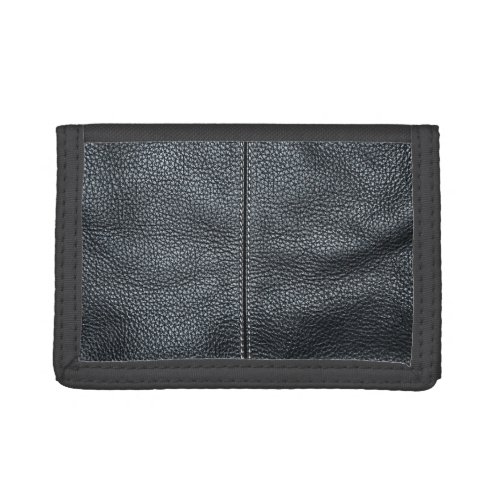 The Look of Soft Stitched Black Leather Grain Tri_fold Wallet